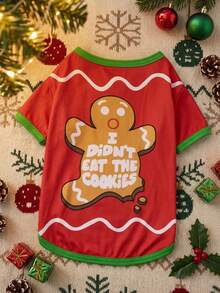 PETSIN Funny Christmas Gingerbread Man Pet Shirt, Xmas Holiday Dog Cat Clothes For Small Breed Puppy - Multicolor - View 5
