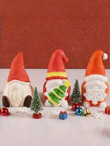 Santa Claus Elf Aromatherapy Candle Silicone Mold DIY Holding Snowflake Tree Faceless Dwarf Dropping Plaster Grinding. - Santa Claus - View 6