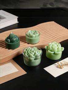 4-Piece Set, 3D Simulation Of 4 Plant Silicone Molds DIY Fragrant Gypsum Simulation Plant Molds Creative Handmade Potted Grinding Tools. - artificial plant - View 2