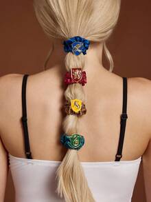 HARRY POTTER X SHEIN 4-Piece Zinc Alloy Ladies Elastic Hair Rope Hair Rope Rubber Band Set, Perfect For Tie And Ponytail Hairstyles, Gift Ideas, Parties, Holidays, Valenti - Multicolor - View 1