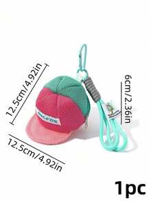 Zazumi 1pc Dopamine-Inspired Color-Blocked Mesh Mini Baseball Cap Key Pouch, Portable Coin Purse, Cute Girly Style Portable Earphone Storage Pouch. - Multicolor - View 15