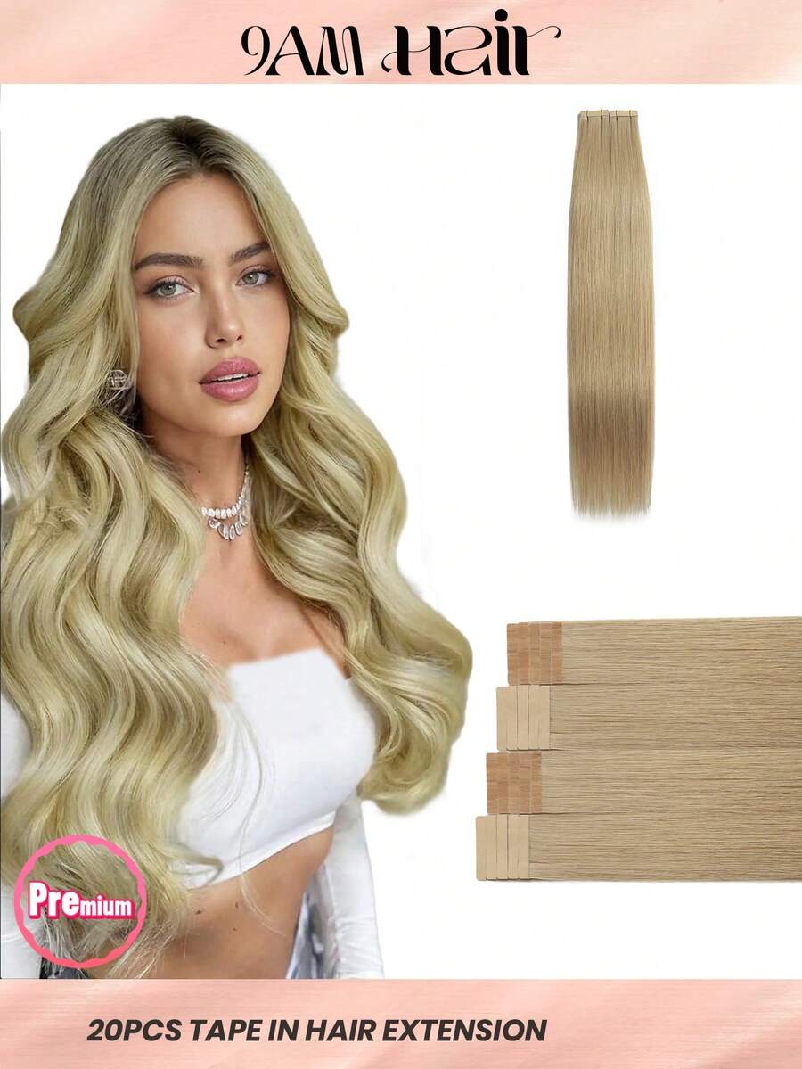 20pcs 50g 16# Light Bloned Color Straight Tape In 100% Remy Human Hair Extension For Salon Silky Seamless Invisible For Thin Hair Woman Natural Look Top Quality Halloween Costumes - S16 - View 1