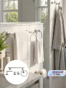 1PC Stainless Steel Bathroom Round Towel Ring, Bathroom Storage Hanging Hook, Toilet Paper Holder Bathroom Accessories Bathroom Tools - silver - View 1