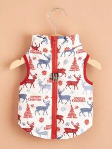 PETSIN Christmas Print Dog Puffer Vest Zipper Winter Coat With Harness Hole For Small Medium Dogs - Multicolor - View 23