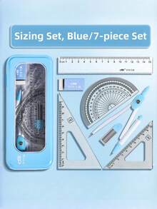 7-Piece Multifunctional Drawing Ruler & Compass Set For Student Exams. This Set Comes With Seven Drawing Tools Including Triangular Rulers, Protractors And Compasses, Which Are Practical Stationery Supplies For Students. - 1pc - View 17