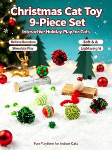PETSIN Christmas Cat Toys Set, Interactive Kitten Toy Assortment, Indoor Cats Entertainment, Soft Crinkle Balls Mice Bite Resistant Cat Toy Pack, Holiday Xmas Gift For Small Medium Cats - Multicolor - View 21