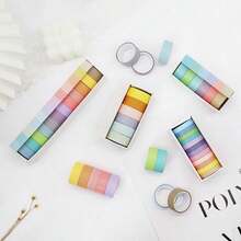 6/12 Rolls Decorative Solid Color Paper Tape Set, Rainbow DIY Masking Tape, Suitable For Notebooks, Planners And Labeling, Back To School Supplies - Youth Macaron - View 2