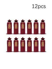 6/12Pcs Drawstring Wine Bottle Bags., Reusable Wine Gift Bags With Tags, Decor Party Supplies For Birthday. Wedding. Christmas, NewYear, Home And Holiday Party Decoration - Multicolor - View 13