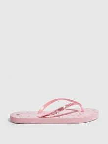 Grefit Star Printed Flat Home & Beach Flip Flops Spring Shoes Spring Break Easter For Casual Beach Style For Christmas Beach Shoes - Baby Pink - View 7
