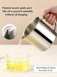 1pc Stainless Steel Oil Filter Containers, Oil Storage Bottle, Oil Storage Cup With Lid, With Strainer For Kitchen,Deep Fryer Oil Storage, Stainless Steel Oil Container, Multifunctional Oil Filter Pot For Kitchen, Christmas - primary color - View 3