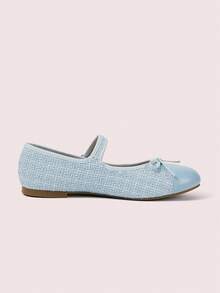 CUCCOO DOLLMOD Ladies Sweet Bow Decoration Light Blue Splicing Mary Jane Ballet Flats, Round Toe Buckle Buckle Soft-Soled Flats, Suitable For Daily, Party - Light blue - View 5