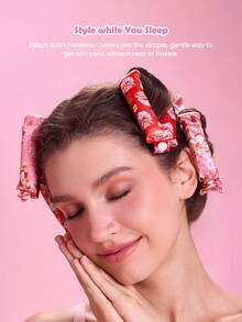 Strawberry Shortcake X SHEIN مجموعة أدوات تجعيد الشعر بدون حرارة بطباعة كرتونية 6 قطع - متعدد الألوان - مشاهدة 8