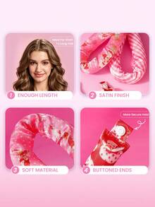 Strawberry Shortcake X SHEIN مجموعة أدوات تجعيد الشعر بدون حرارة بطباعة كرتونية 6 قطع - متعدد الألوان - مشاهدة 4