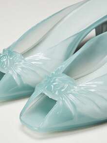 SHEIN VACAZURE Women's French Retro Peep-Toe Jelly Crystal High Heel Sandals - Mint Blue - View 6