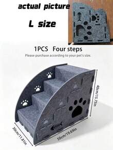3-In-1 Multifunctional Felt Pet Stairs & Ramp, Anti-Slip Gentle Slope Cat Steps, Suitable For Sofa And Bed, 3 Sizes Available (Small/Medium/Large), Please Purchase Based On Cat Size - Grey - View 7