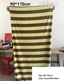 大尺寸珊瑚絨浴巾，柔軟珊瑚絨材質，高吸水性聚酯纖維混紡，條紋設計，多用途，適合居家、海灘與午睡，現代風格，成人適用 - 條紋高克重 - 查看 15