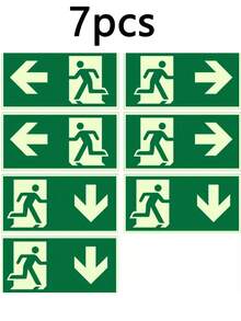 7/8 Pieces Of Luminous Emergency Exit Signs, Fire Safety Directional Signs With Photoluminescent Film For Hotels, Schools And Offices - one size fits all - View 10