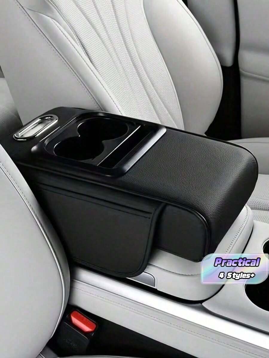 Car Armrest Height Pillow, 3d Embossed Design, With Integrated Center Armrest And Multi-Function Storage Compartment, Relieves Driving Fatigue, Side Pocket For Storing Items - Multicolor - View 1