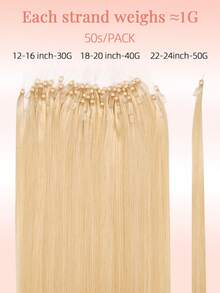 50Strands Micro Loop Hair Extensions Real Human Hair 22# Light Blonde Microbead Design, Ultra‑Smooth & Super‑Soft Silky Straight Healthy Texture, Premium Remy Hair, Easy Installation, Ideal For Women Daily Hair Volume Boosting And Hairstyle Upgrading - S22 - View 4