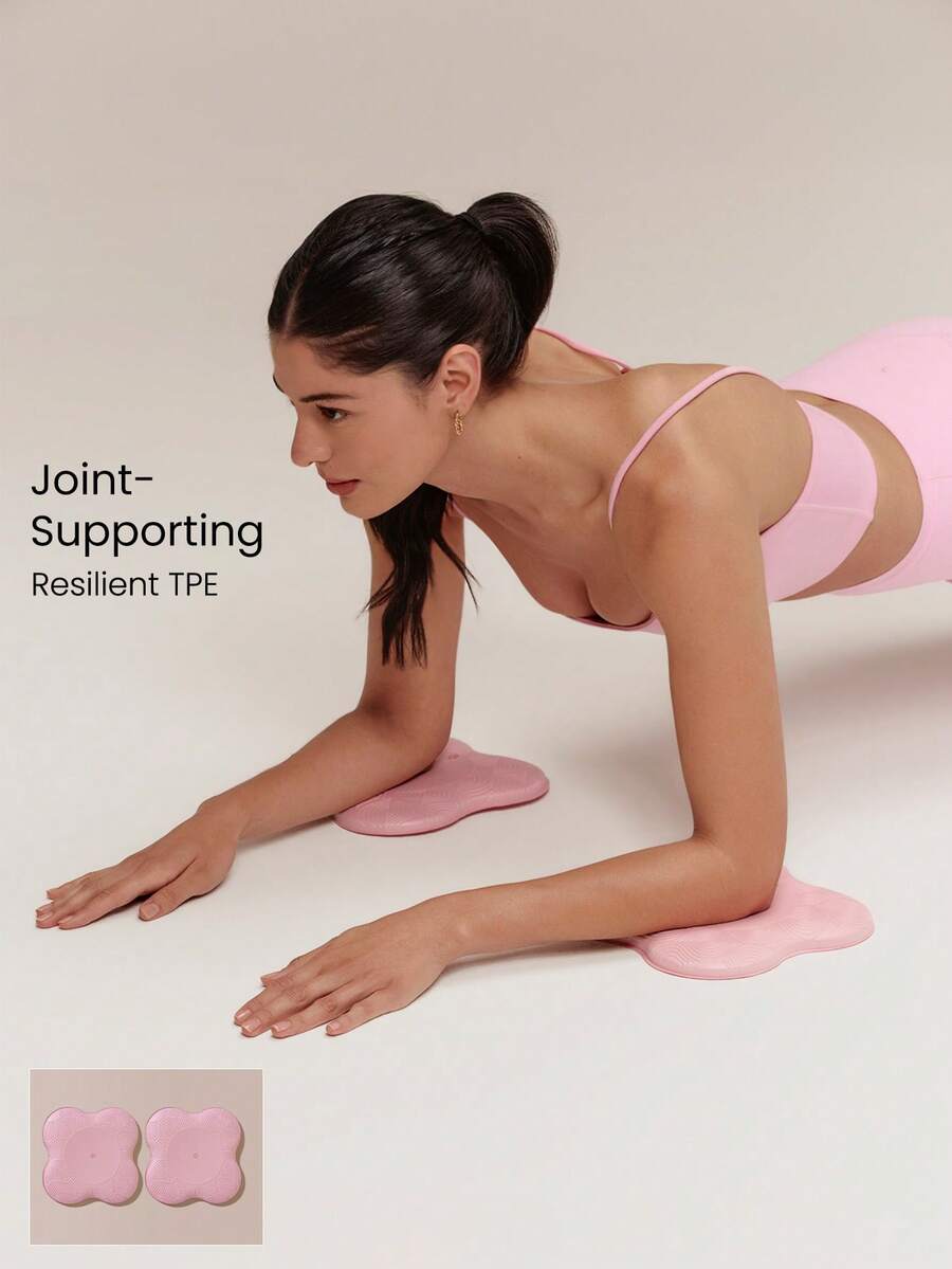 GLOWMODE Stay Soft Mini TPE Yoga & Fitness Support Mats With Thick Cushioned Design, Non-Slip Grip & Shock-Absorbing Support Yoga Pilates Studio Wellness - Pink - View 1