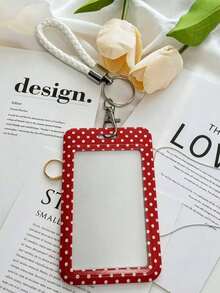 ABS Polka Dot Cartoon Puller Card Holder, Wrist Band ID Badge Bus Pass Cover For Student Women School Campus - Multicolor - View 10