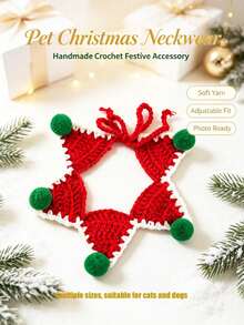 PETSIN Christmas Handmade Crochet Pet Collar, Soft Adjustable Christmas Neck Accessory, Cute Holiday Photo Prop Accessory, Suitable For Cats And Puppies, Perfect For Holiday Party - Multicolor - View 16