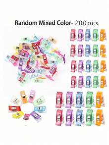 40/100/200pcs Random Color Sewing Clips Colorful Clips Multipurpose Plastic Craft Crocheting Knitting Clothing Clips Color Binding Clips Paper With Rotary Cutter - Multicolor - View 14