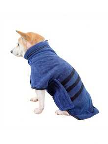 1PC Quick Dry Super Absorbent Thickened Microfiber Dog Bathrobe Towel With Hook And Loop Fastener For Medium Large Dogs Home Use - Multicolor - View 4