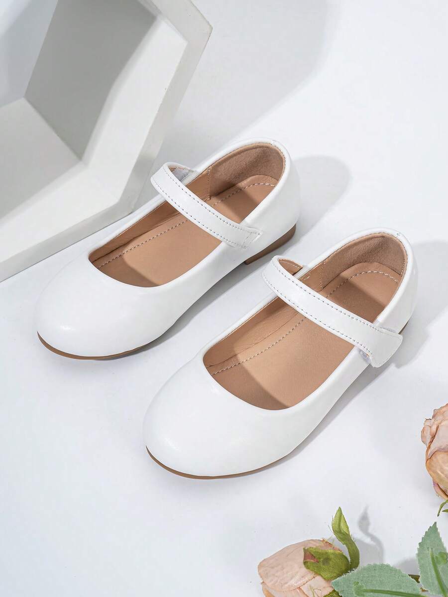 SHEIN أحذية ماري جين بيضاء ناعمة النعل للأميرات للفتيات، مناسبة للزفاف والحفلات والزي المدرسي - أبيض - مشاهدة 1