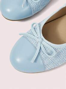 CUCCOO DOLLMOD Ladies Sweet Bow Decoration Light Blue Splicing Mary Jane Ballet Flats, Round Toe Buckle Buckle Soft-Soled Flats, Suitable For Daily, Party - Light blue - View 4