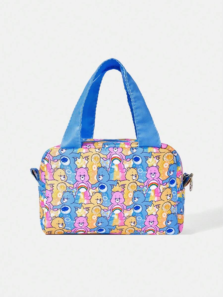 SHEIN X Care Bears 1個卡通圖案化妝包,便攜式拉鍊化妝收納包,多功能收納包,輕便旅行包 - 多色-馬卡龍藍 - 查看 1