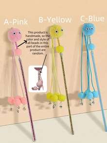1pc Pet Little Monster Tassel Cat Teaser Wand With Bell, Fairy Cat Teaser Stick For Cat Entertainment - Multicolor - View 3