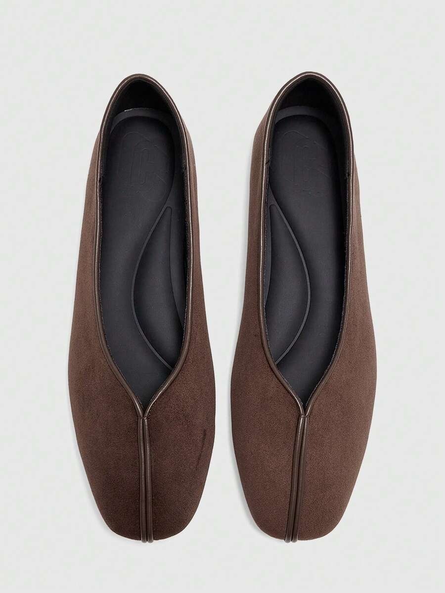 CUCCOO BIZCHIC Women's Shoes, Elegant Retro Solid-Color Flats, Comfortable Soft Sole, Simple Commute, Office Wear - Brown - View 1