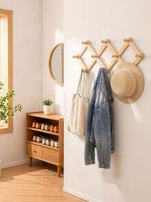 Wooden Expandable Coat Rack With 10 Hooks Accordion Wall Mounted Coat Rack For Hanging Hats, Hats, Clothes, Towels, Wall Hanging Clothes Hooks, Home Decor Fall Decor Holiday Decor Room Decor Home Decor Fall Decor Bedroom Decor - View 7