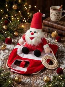 PETSIN Kostum Anjing Lucu Santa Gendong Natal Pakaian Cosplay Hewan Peliharaan - Merah - View 2