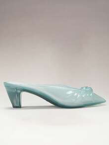 SHEIN VACAZURE Women's French Retro Peep-Toe Jelly Crystal High Heel Sandals - Mint Blue - View 3