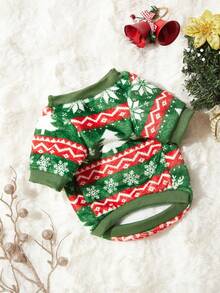 PETSIN 1 Pc Pet Striped & Snowflake Pattern Flannel Sweatshirt For Christmas - Multicolor - View 4