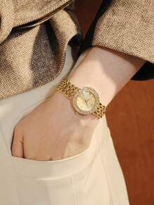 Opalesca Lady's Diamond-Studded Bracelet Watch, Female Light Luxury Model - Gold - View 3