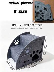 3-In-1 Multifunctional Felt Pet Stairs & Ramp, Anti-Slip Gentle Slope Cat Steps, Suitable For Sofa And Bed, 3 Sizes Available (Small/Medium/Large), Please Purchase Based On Cat Size - Grey - View 9