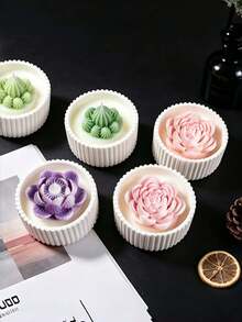 4-Piece Set, 3D Simulation Of 4 Plant Silicone Molds DIY Fragrant Gypsum Simulation Plant Molds Creative Handmade Potted Grinding Tools. - artificial plant - View 12