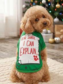 PETSIN Funny Christmas Letter‑Print Pet Garment, "Dear Santa I Can Explain" Seasonal Wear For Dogs Cats - Multicolor - View 2