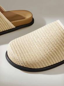 Solecia Ladies Are Fashionable And Comfortable, With A Pedal Bag Head Drag, Weaving A Holiday Style - Beige - View 3