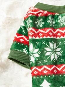 PETSIN 1 Pc Pet Striped & Snowflake Pattern Flannel Sweatshirt For Christmas - Multicolor - View 7