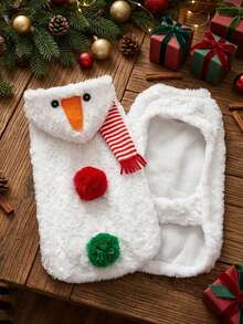 PETSIN Snowman Dog Christmas Costume Fuzzy Plush Hooded Pet Outfit Xmas Holiday Cosplay Clothes For Small Medium Large Dogs - Multicolor - View 2
