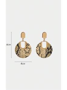 Noxbound 1 Pair Of European And American Sexy And Fashionable Women's Earrings With Gold Nails Snakeskin Pattern (Snakeskin Pattern PU Randomly Cut, Random Lin - Multicolor - View 6