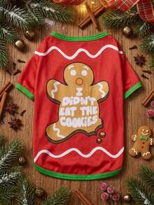 PETSIN Funny Christmas Gingerbread Man Pet Shirt, Xmas Holiday Dog Cat Clothes For Small Breed Puppy - Multicolor - View 7