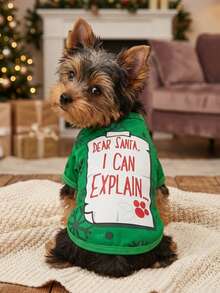 PETSIN Funny Christmas Letter‑Print Pet Garment, "Dear Santa I Can Explain" Seasonal Wear For Dogs Cats - Multicolor - View 4