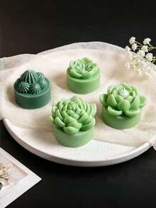 4-Piece Set, 3D Simulation Of 4 Plant Silicone Molds DIY Fragrant Gypsum Simulation Plant Molds Creative Handmade Potted Grinding Tools. - artificial plant - View 10