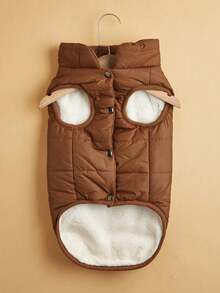 PETSIN 1 قطعة معطف شتوي من الفليس ذو لون أحادي بسيط، معطف خارجي مقاوم للرياح للكلاب الكبيرة مثل مسترجع الذهب - قهوة بني - مشاهدة 15