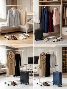 Space-Saving Design With Double-Layer And Single-Layer Hangers, Equipped With Independent Rolling Casters, Three-Layer Structure, Measuring (60 Cm * 35 Cm * 130 Cm), Fits 8 To 10 Pieces Of Clothing. - Multicolor - View 2